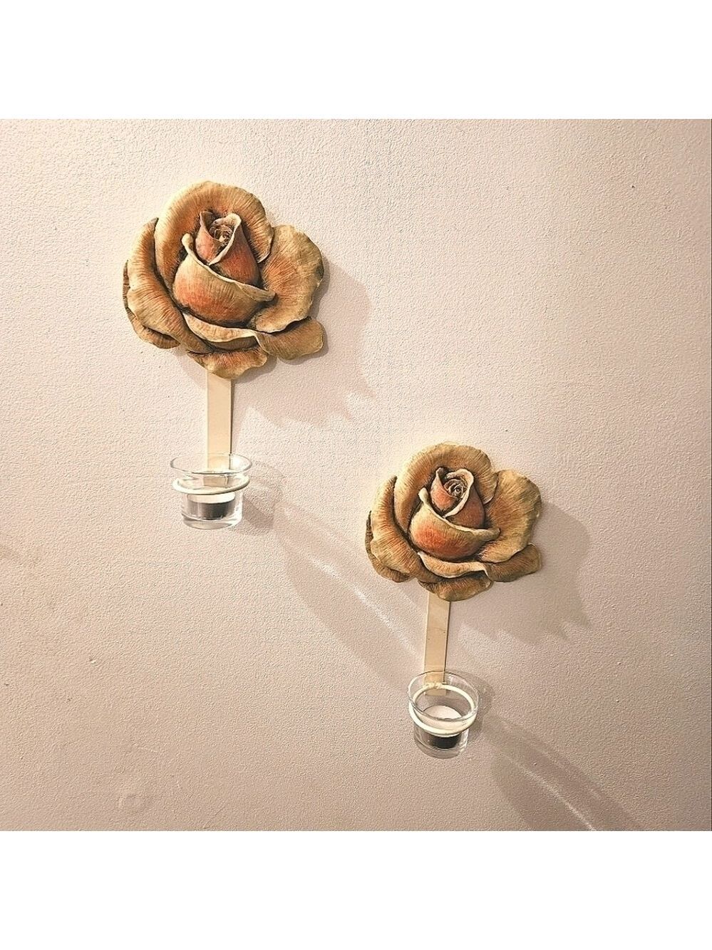 Vintage CTG Distrib Rose Wall Tealight Holder (2)